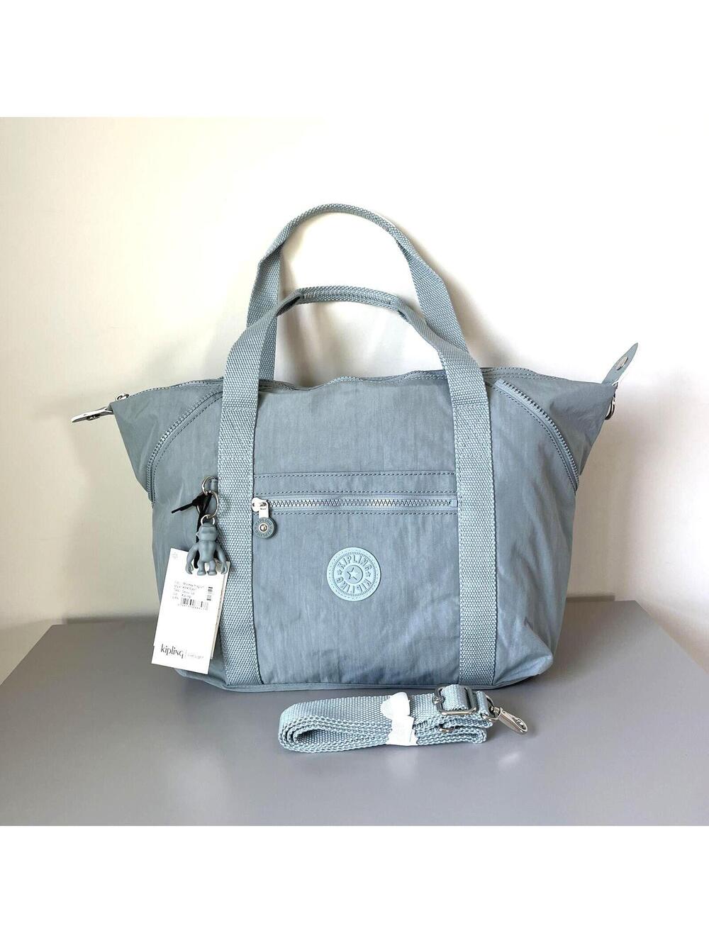 Kipling Art Medium Satchel Crossbody Tote Bag Relaxed Gray NWT